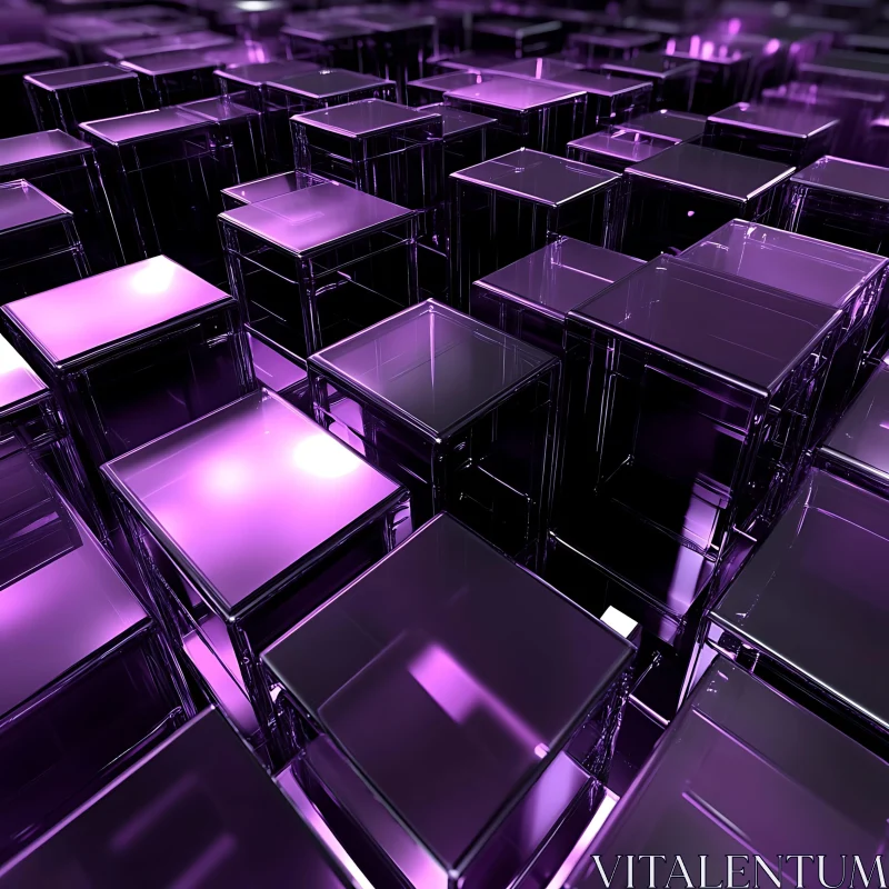 Luminous Purple Cubes Grid AI Image