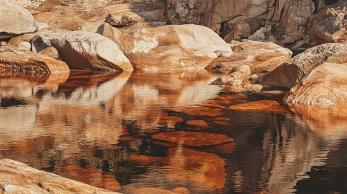 Tranquil Nature Scene with Rocky Reflections