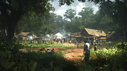 Community Gathering in a Rural African Village