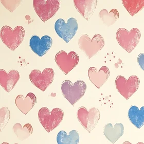 Romantic Hearts Pattern in Pastel Colors