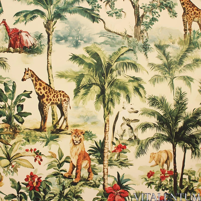 Jungle Safari with Wild Animals AI Image