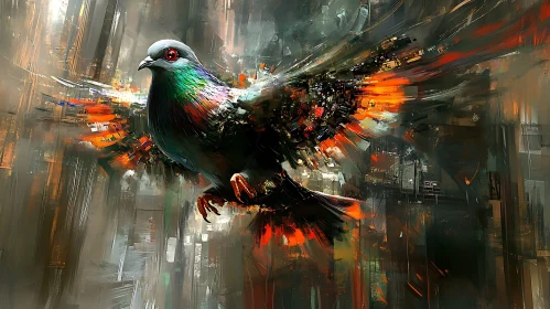 Abstract Pigeon Art in Urban Setting