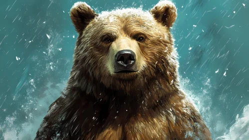 Powerful Bear Amidst Snowfall