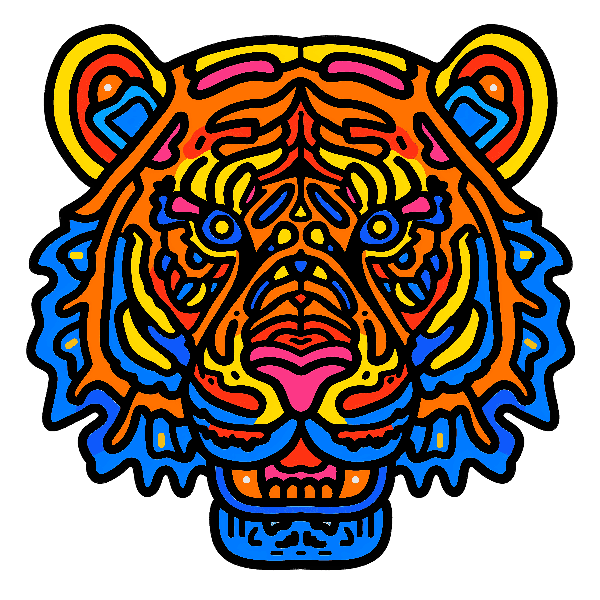 Vivid Tiger Face Design for Apparel POD Design