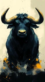 Abstract Art of a Bull with Horns