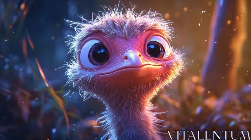 Close-up of a Cute Ostrich Chick AI Image