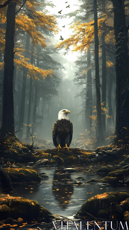 AI ART Majestic Eagle in Misty Woods