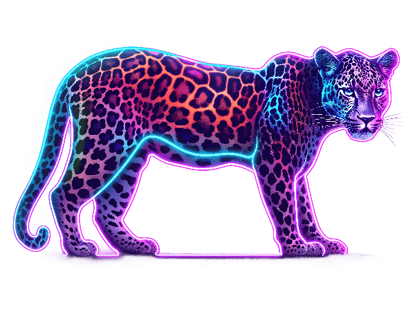 POD Design Vibrant Neon Leopard T-Shirt Design