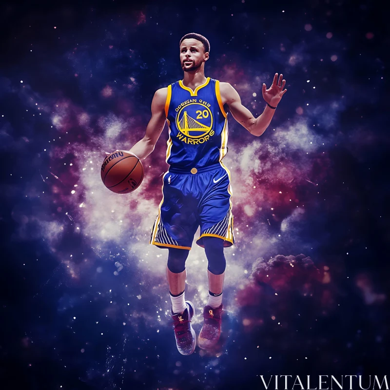 AI ART Athlete Soaring Through Galaxy