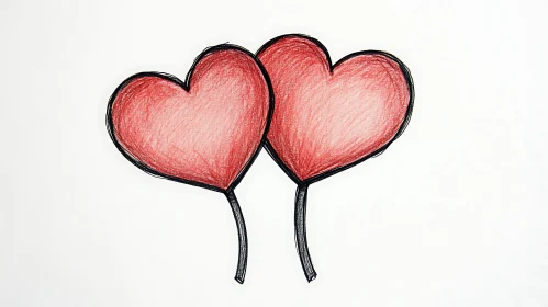 Red Heart Sketch on White Background