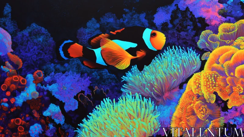 AI ART Clownfish Amongst Colorful Corals