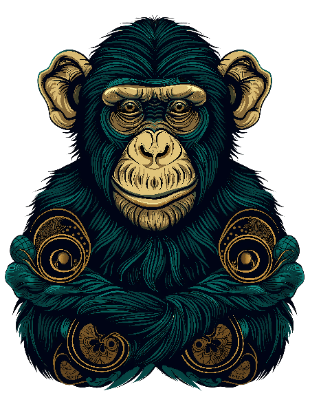 POD Design Intricate Monkey Illustration