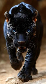 Blue-Eyed Panther on the Prowl