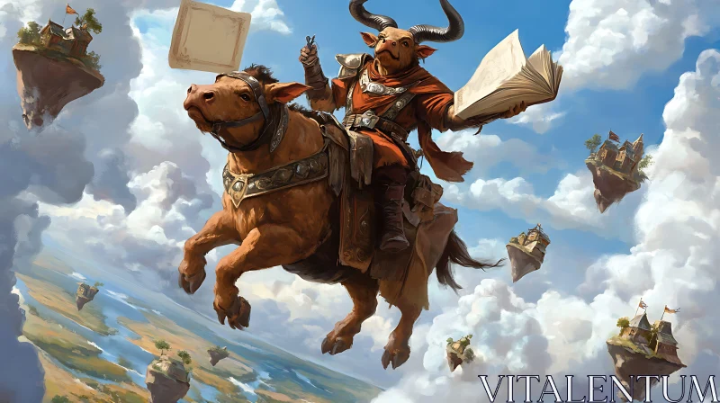 AI ART Fantasy Sky Minotaur Horse Rider