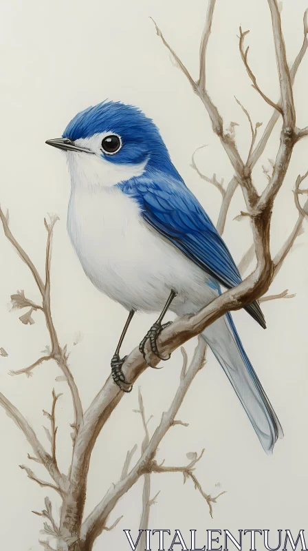 Perched Blue Bird AI Image