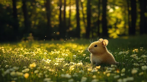 Mouse in Blossoming Forest