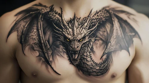 Dragon Tattoo Art on Man's Chest