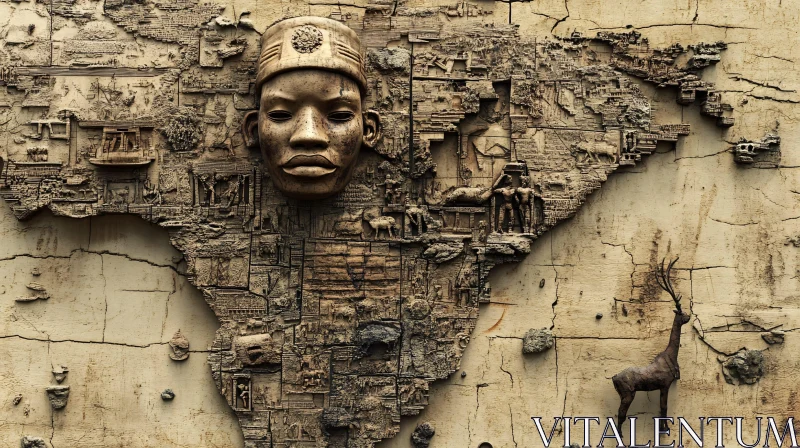 AI ART Sculpted African Relief with Tribal Motifs