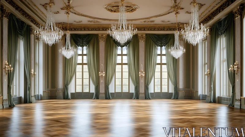 AI ART Opulent Ballroom with Crystal Chandeliers and Elegant Interior