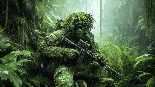 Jungle Camouflage: Soldier with Rifle