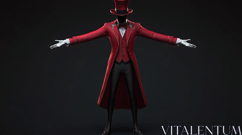 AI ART Figure in Red Coat and Top Hat