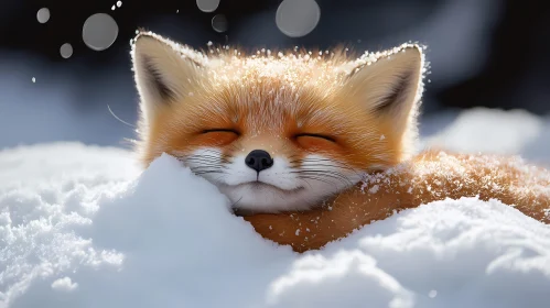 Tranquil Fox Resting in Winter