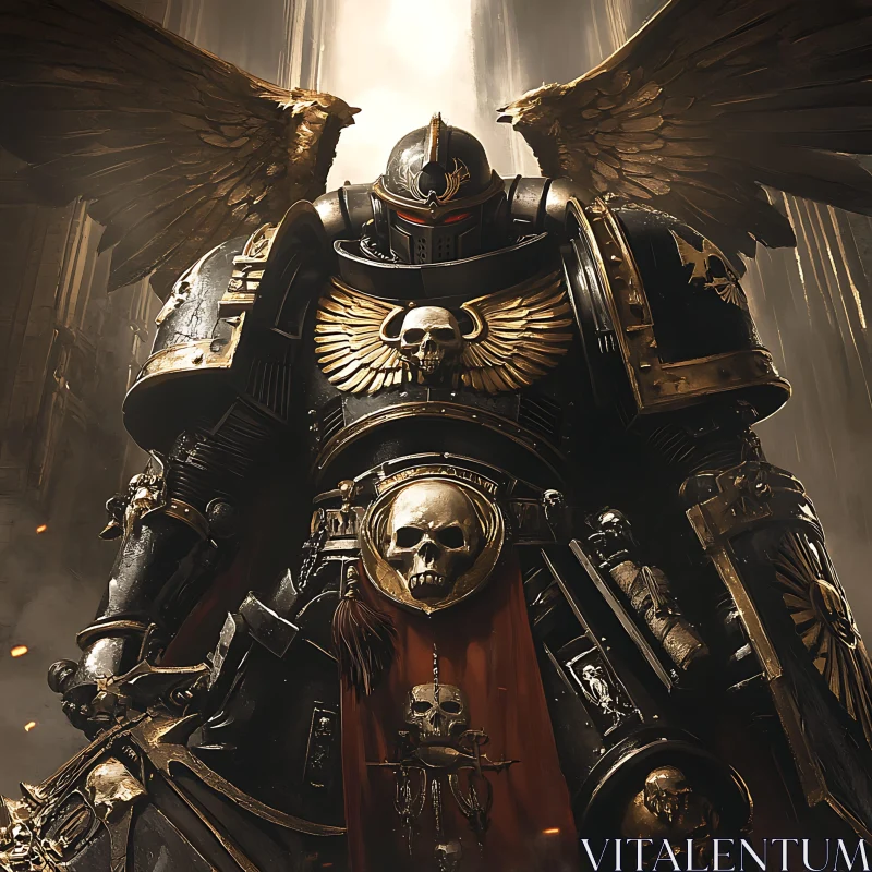 Dark Armor Warrior with Skull Details AI Image