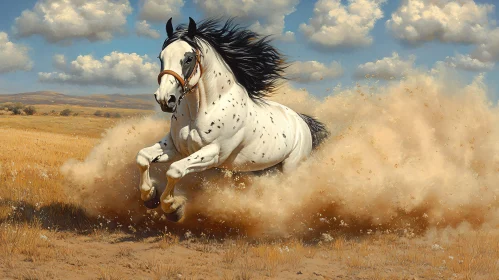 Powerful Horse Galloping in Nature