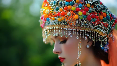 Portrait of Woman with Elaborate Headdress