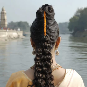 Woman with Braided Hair and Jewelry