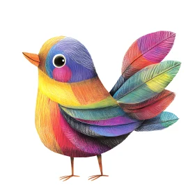 Rainbow Feathered Bird Artwork