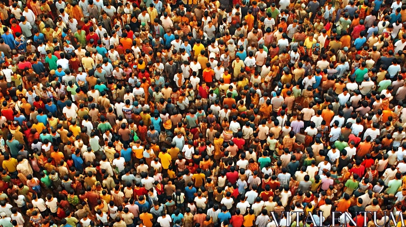 Aerial Perspective of a Dense Crowd AI Image