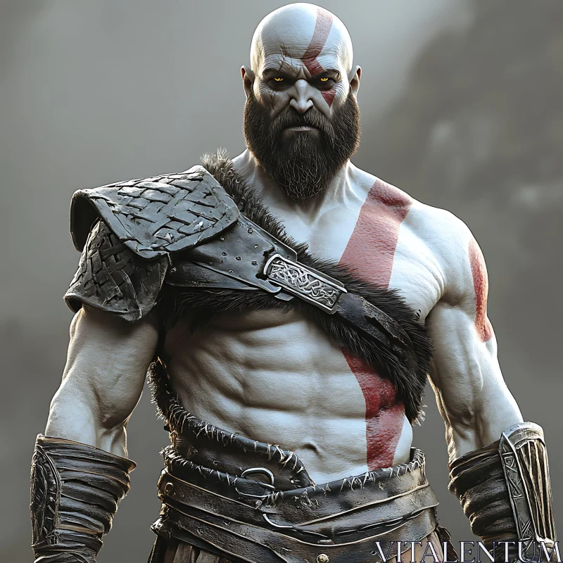 Viking Warrior with Red Markings AI Image