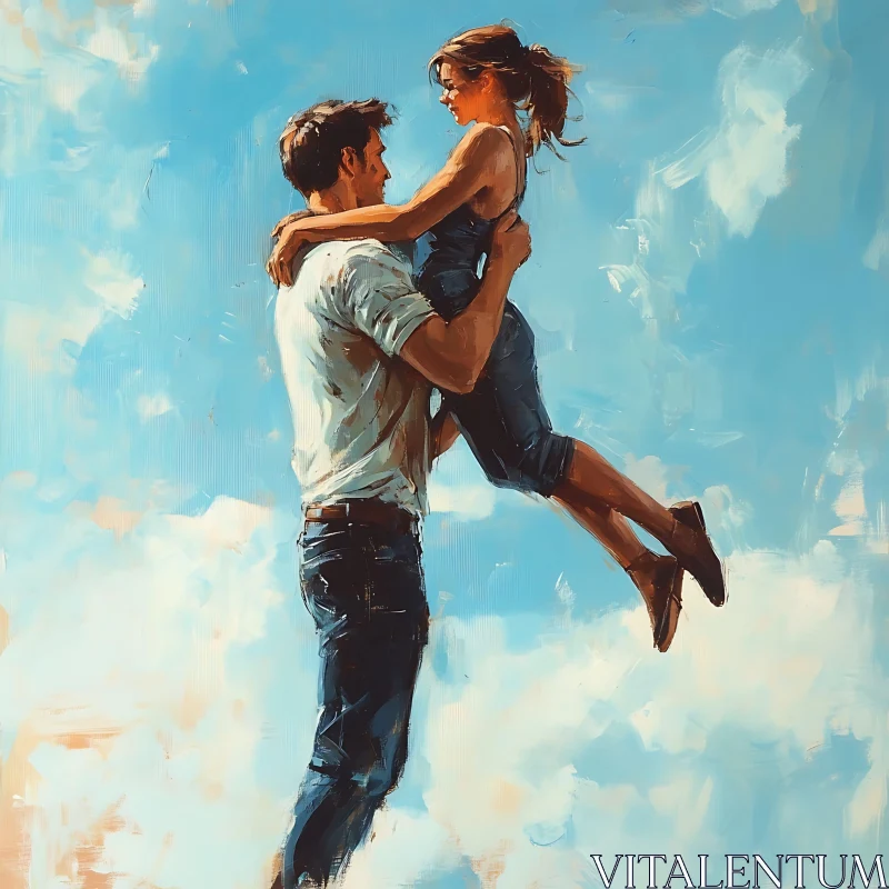 Lovers in the Sky: A Moment of Joy AI Image