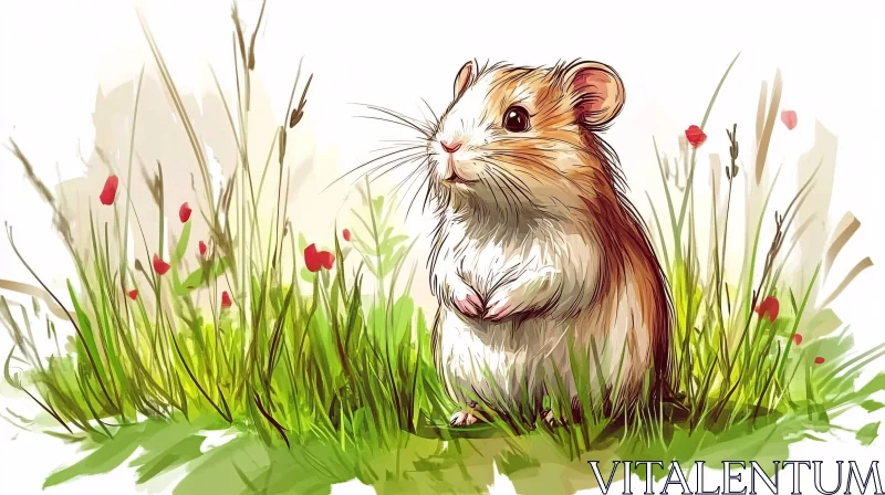 Serene Hamster Illustration AI Image