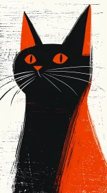 Black and Orange Cat Art