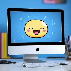 Desktop Computer with Emoji Screen