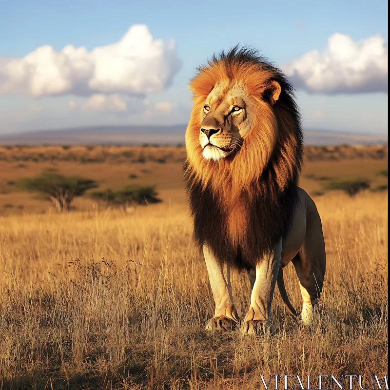 Lion Portrait in Golden Light AI Image