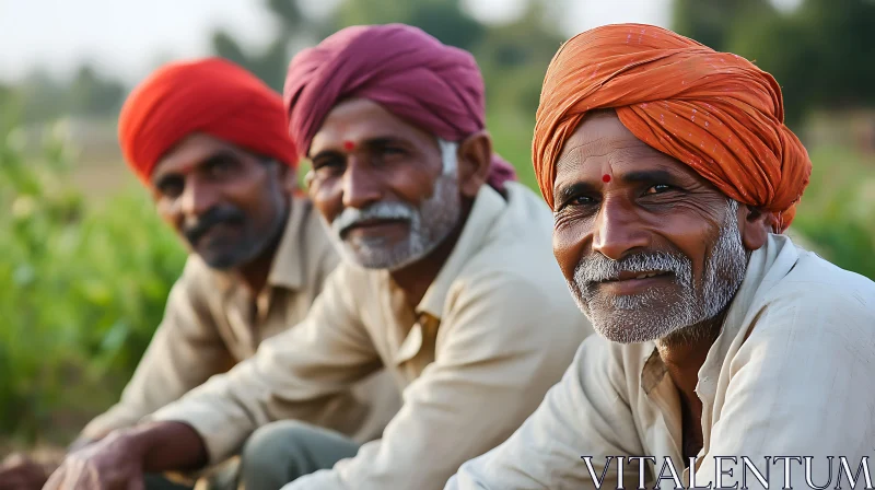 Rural Wisdom: A Portrait of Indian Farmers AI Image