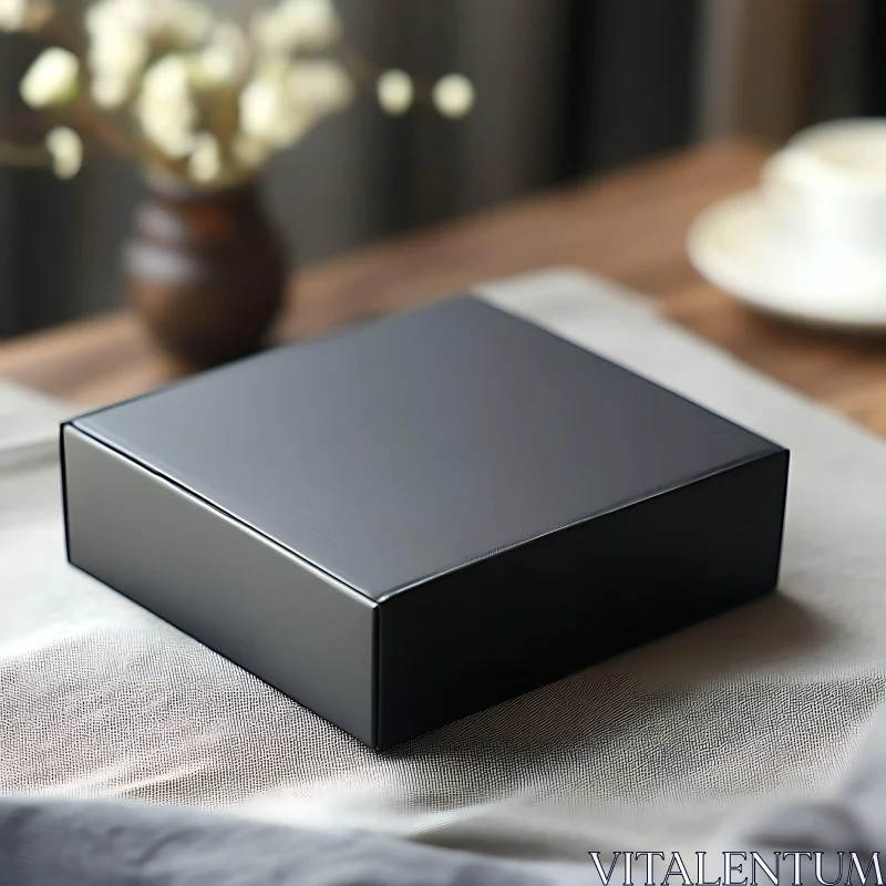 Minimalist Black Box with Decorative Background AI Image