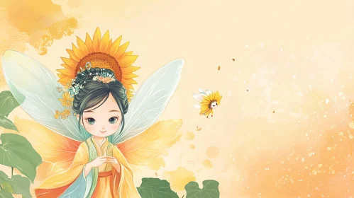 Enchanting Sunflower Fairy Illustration