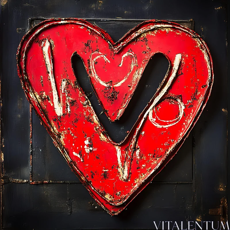 Distressed Heart on Dark Backdrop AI Image