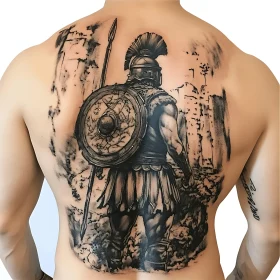 Back Tattoo: Ancient Warrior with Shield