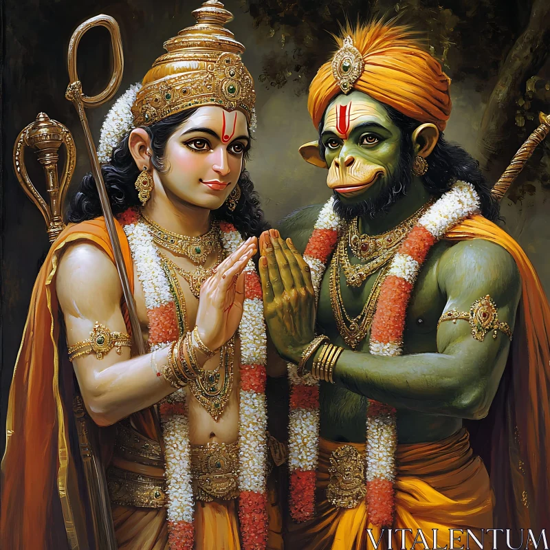 Spiritual Harmony: A Hindu Gods Depiction AI Image