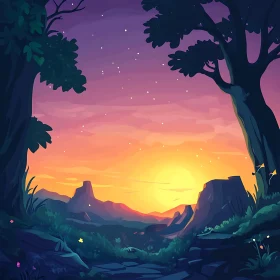 Scenic Mountain View at Sunset
