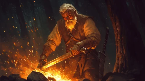 Sword Forging in Firelight