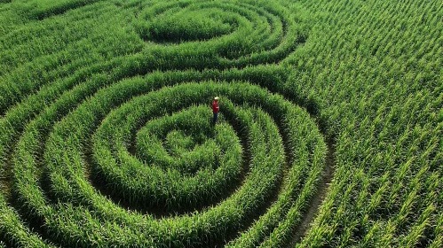 Spiral Corn Maze with Person