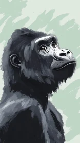 Thoughtful Gorilla Portrait Art