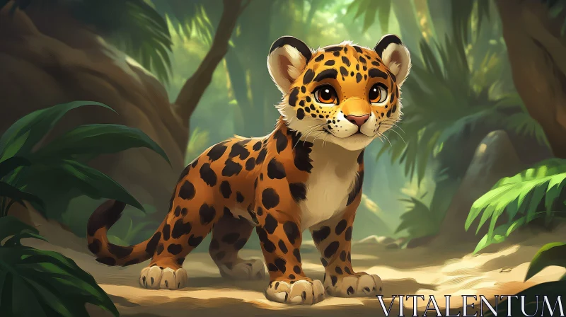 Young Jaguar in Jungle AI Image