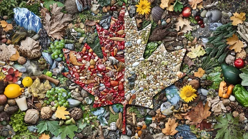 Colorful Maple Leaf in Natural Mosaic